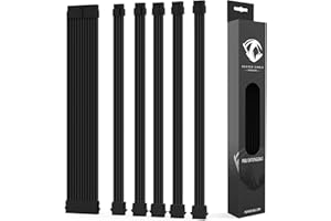 Reaper Cable Premiums - zestaw przedłużający zasilacza z tuleją, aluminiowe grzebienie do kabli, przedłużanie zasilacza, 1 x 24 piny/2 x 4 + 4 piny/3 x 6+2-pinowe - 30 cm (czarne)