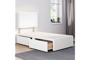 COMFOREST, BEDDING & UPHOLSTERY INNOVATION LEADER ComfoRest - Luxurious 3FT Single Divan Bed with 2 Drawers & Plain 24" Headboard | Sturdy Base with Storage for Compact Rooms (White Plush)