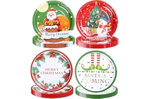 Amycute Piatti Natalizi Carta 60 Pezzi, Set Piatti Natalizi 4 Stile Piatti di Carta Natalizi Set Natalizio Tavola per Feste Natalizie Decorazioni