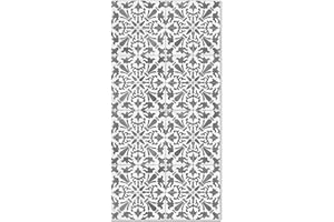 Panorama Hydrauliczny dywan winylowy Geometryczny szary 80x200 cm - Dywan kuchenny Vinyl - Dywan do salonu Antypoślizgowa i ognioodporna - Duże dywany - Dywany z PVC