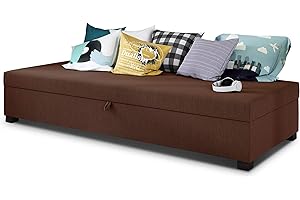 ‎SOFNET Einzelbett Misti - Sofa mit Bettkasten, Schlafsofa, Bettsofa, Farbauswahl, Bettgestell, Komfortbett, Bett für Jugendzimmer, Schlafmöbel (Braun (Lux 12))