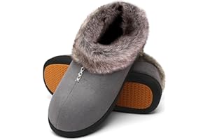 Mishansha Damskie ciepłe antypoślizgowe kapcie z pianki z pamięcią kształtu damskie pluszowe polarowe wyściełane domowe kapcie Gr.3.5-9