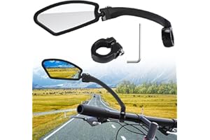 GOCUODE Rétroviseur Vélo, HD Miroirs de Vélo De Acier inoxydable, Amovible, 360 Rotatif, pour VTT, Velo Electrique,Trotinette Electrique (Gauche Carré) (Gauche)