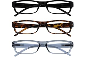 Opulize Unisex The Reading Glasses Company Black,Brown &Grey Lightweight Comfortable Readers Value 3 Pack Mens Reading Glasses Mixed 3 Pack (pack of 1)