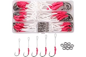 SHADDOCK 106pcs Assist Jig Fishing Ganci Kit di ami da pesca in acciaio inossidabile PE 420 intrecciati con anelli divisi in accessori da pesca bianchi