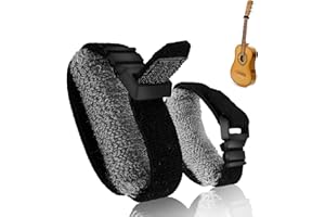 Yuiturt 2Pcs Guitar String Mute Dampeners, Adjustable Bass Mute Silencer, Fretboard Muting Strap for Electric/Acoustic/Classic Guitars & Bass, Fretboard Muting Straps, Noise Reduction (Black)