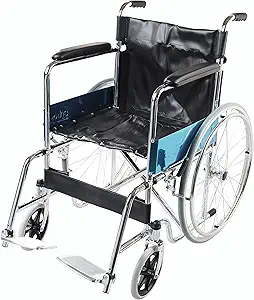 entros Light Weight Regular Foldable Chromed Steel Wheelchair - SC809KD