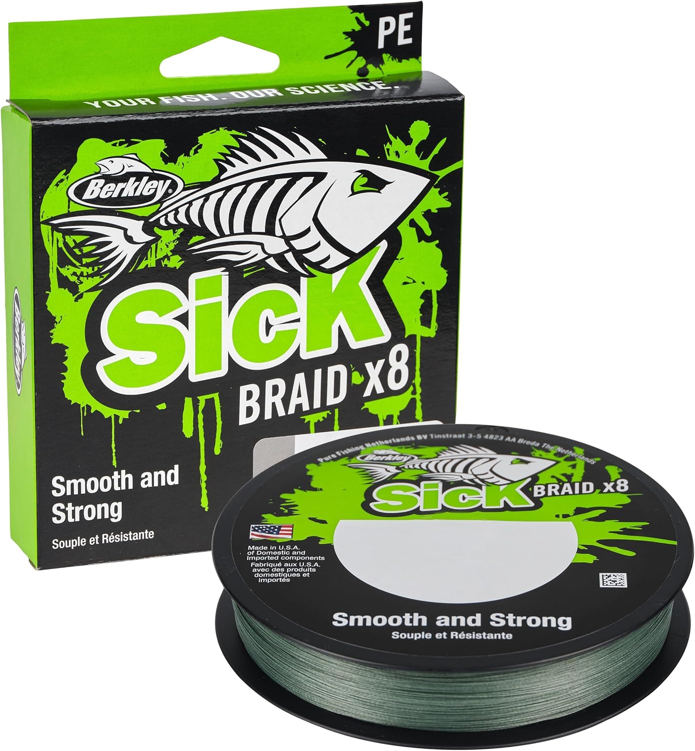 Berkley Sick Braid - Línea de pesca trenzada de 8 hebras, súper suave, 8 portadores, multifilamento, trenza de polietileno, líneas de pesca de depredador de 150/300 m para pesca en agua dulce y salada