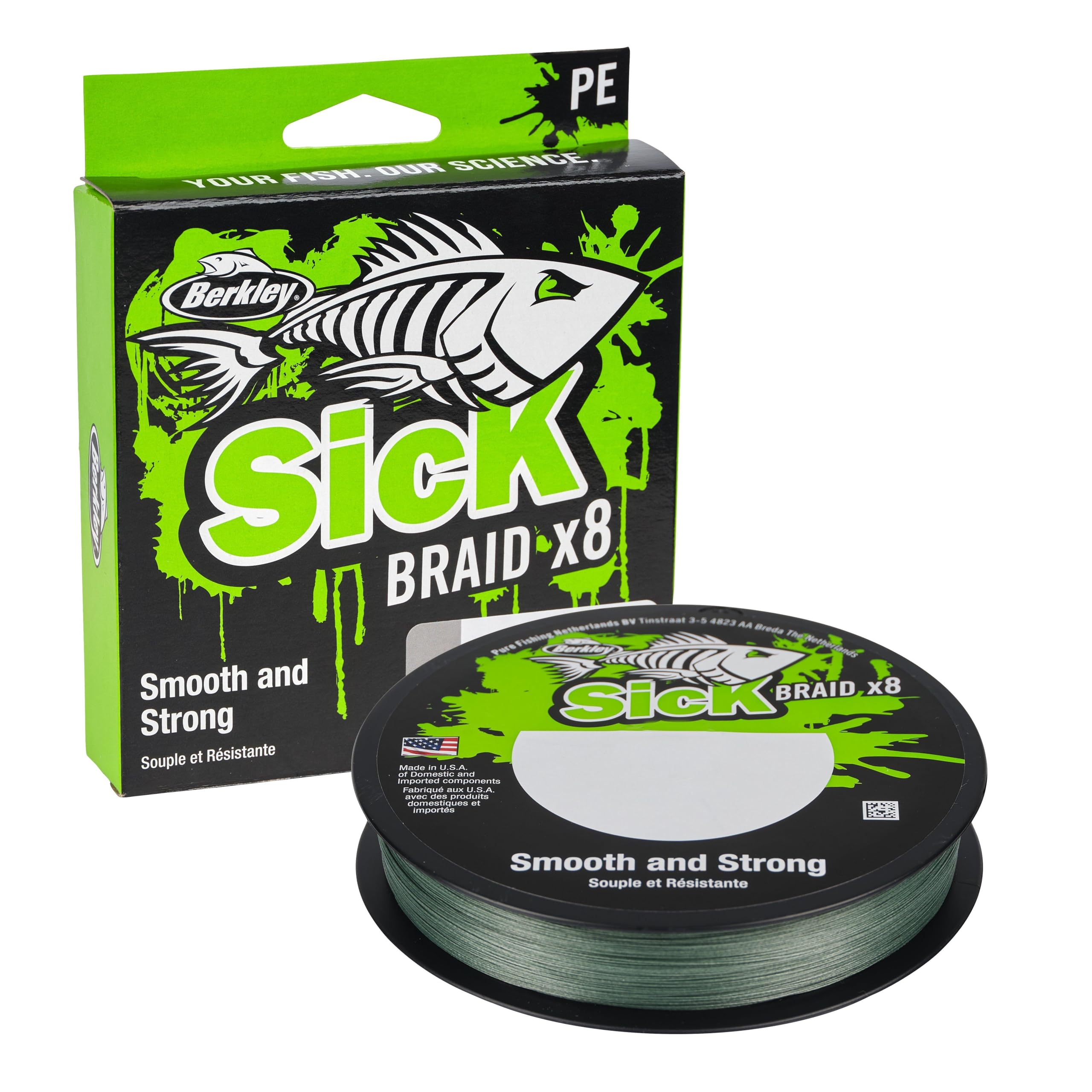 Berkley Sick Braid - Línea de pesca trenzada de 8 hebras, súper suave, 8 portadores, multifilamento, trenza de polietileno, líneas de pesca de depredador de 150/300 m para pesca en agua dulce y salada - 1