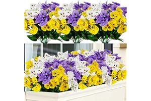 ‎WELDOMCOR Weldomcor 9 Bündel Deko Blumen Künstliche Blumen im Freien UV-beständig Gefälschte Blumen Frühling Blumensträuße Dekoration Floral DIY Table Party Greenery Sträucher Pflanzen Home Garden Decor