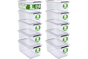 Deuba® 8x Contenitore Trasparente 5L con Coperchio BPA Free Scatole Impilabili Scatola Organizer Cucina Congelatore Contenitori Plastica Box Frigo