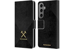 Head Case Designs Officially Licensed West Ham United FC Black & Gold Hammer Marque Kit Leather Wallet Case Compatible With Samsung Galaxy S25