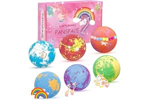 Panspace Bombe de Bain, 6 Bombes de Bain Naturelles pour enfants avec Jouet Surprise à l'Intérieur, Bombes de Bain Spa Fizzies Faites à la Main pour Filles avec des Bijoux de Licorne