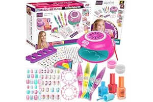 Elover Nail Art Kit Kids Girls Toys Nail Polish Sets for Girls Toys Age 6 7 8 9 10 11 12 Nail Varnish Set for Kids Girls Gifts