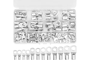 MUSEDAY 80 terminales de cable de tubo, terminales de cable de cobre estañado, terminales de cable de anillo SC, conectores eléctricos para terminales de cable, 6 mm², 10 mm², 16 mm², 25 mm², 35 mm²,