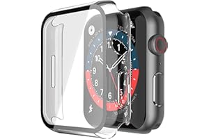 Recata 2 Pièces Transparent PC Coque Compatible avec Apple Watch Series 9 (2023) Serie 8 Serie 7 41mm avec Protection ecran en Verre Trempé, HD Clair Ultra Mince Anti-Choc Protection iWatch