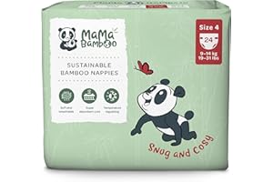 BAMABOO Mama Bamboo Soft Eco Sustainable Nappies, Size 4 (9-14 kgs) - 104 nappies (4 packs of 26 pcs)