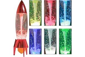 YAKii 11" Rocket Tornado Lamp LED Color Changing,Tornado Maker Science Battery/USB Cable Operated,Christmas Day Decoration Red