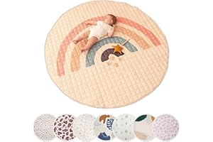 Hakuna Matte Gesteppte Krabbeldecke Baby 150cm, Regenbogen – extra dicke 1,5cm weiche Baby Krabbelmatte – Spielmatte mit rutschfester Unterseite zum Krabbeln, Laufgitter–Maschinenwaschbare Spieldecke