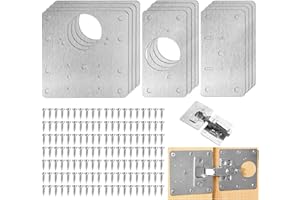 EXIN DECHEN Zestaw do naprawy zawiasów meblowych, 12 wsporników naprawczych z 192 śrubami, płyta naprawcza do zawiasów szafkowych, do drewna, mebli, półek