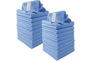 Clay Roberts Microfibre Cleaning Cloths, 40cm x 30cm - Pack of 20, Blue Cloths, Machine Washable, Polishing, Waxing & Dusting Cloth, Lint-Free, Kitchen Towel, Car Cleaning, Microfiber