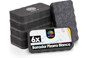 OfficeTree 6x Borrador Pizarra Blanca Magnetico - Negro - Borrador Magnetico Pizarra Blanca - Borradores de Pizarra Blanca - Borrador de Pizarra Blanca - Borrador Pizarra Magnetica - Whiteboard Eraser