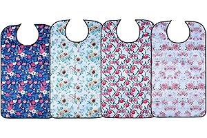 YELAIYEHAO Bavoir adulte pour manger lavable réutilisable imperméable protecteur de vêtements avec ramasse-miettes en option 34 x 18 pouces femmes