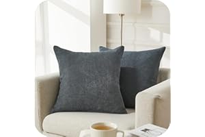 Topfinel Kissenbezug 35x35 cm dunkle grau 2er Set flauschig chenille deko Wohnzimmer Kissenbezüge Kissenhülle Sofakissen dekokissen Kuschelkissen Zierkissen für Outdoor Sofa Bett Garten Balkon