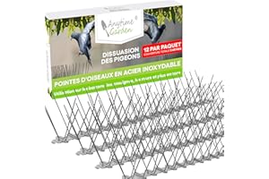 ANYTIME GARDEN Piques en Acier Inoxydable Anti – Oiseaux – Repoussant Durable de Pigeons – Très dissuasif pour Les Oiseaux, Corbeaux et Les piverts – Facile à Installer et enlever, 10ft Soit 3M