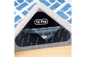 Adispotg Rug Gripper, 12 Pcs Double Sided Anti Curling Carpet Grippers underlay, Washable and Reusable Carpet non Anti slip rug grip for wooden, tile, marble, laminate and linoleum floors