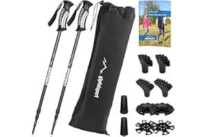 GIPFELSPORT Bâtons de randonnée - Paire avec Sac I Bâtons de Marche pour Hommes et Femmes, réglables | Bâtons télescopiques avec Attaches, tampons en Caoutchouc I + eBook Gratuit.