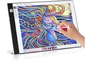 AUAUY Bloc Lumineux A5 pour Broderie Diamant, Tablette Lumineuse avec Variateur D'intensité Tactile 3 niveaux de Luminosité, Diamond Painting Accessoires avec USB Câble pour Dessin, Peinture Diamant