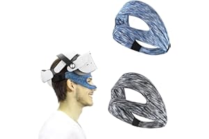 OHYER 2 Stück VR Augenmasken-Abdeckung VR Maske Einweg VR Augen Cover Schwarz Blau Polyester-Gewebe Dehnbar Atmungsaktiv für PS VR2/Meta Quest Pro/Meta Quest 2/Oculus Quest 2/HTC Vive VR Zubehör (1#)
