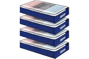 wsryx 4 cajas de almacenamiento debajo de la cama con tapa, grandes bolsas de ropa debajo de la cama