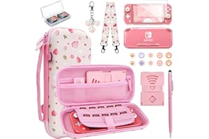 FIWWAT Switch Lite Coque de protection 19 en 1 avec protection d'écran Switch Lite Rose clair