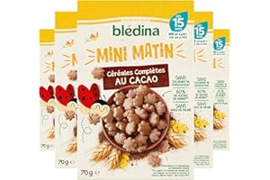 Blédina Mini Matin - Céréales Complètes Au Cacao Pour Bébé - Dès 15 Mois - Les 5 boites de 70g