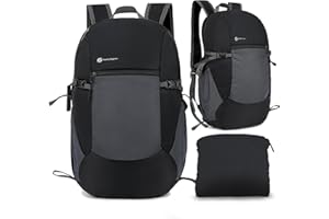 ComfyDegree Ultralight Foldable Hiking Backpack | 30L Folding, Packable, Waterproof, Lightweight, Travel Rucksack |Men & Women Large Bag for Work, Gym, Outdoor Camping, Walking, Cycling, Sport (Black)