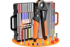 PRECIVA Pinza Crimpatrice con 1500pezzi，Capicorda da 0,08-16mm² ， Regolabili，Pinza Capicorda， Crimpatrice Puntalini，Terminali Elettrici A Crimpare， Kit Elettricista Per Uso Industriale E Fai-Da-Te