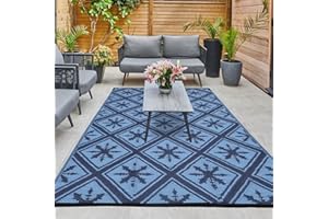 Enipate Outdoor Rugs for Garden Patios, 4x6ft Plastic Weatherproof Woven Picnic Blankets, Reversible & Easy Cleaning Deck Carpet Camping Mats