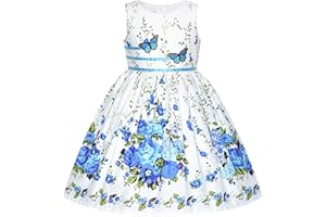 Sunny Fashion Vestito Bambina Viola Rosa Fiore Doppio Cravatta a Farfalla Festa Bambini Sole 4-12 Anni