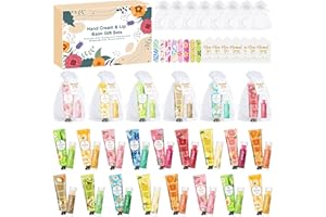 FONTOEN Set Regalo di Crema per le Mani, 120Pezzi regali di Natale con Crema per le Mani, Balsamo per le Labbra, Mini Lime per Unghie, Sacchetti in Organza e biglietto di ringraziamento, Regalo per le Donne