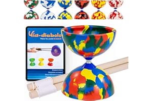 Juggle Dream Jester Diabolo Set - avec Axe Fixe Diabolo, Baguettes en Bois et Vidéo d'apprentissage en Ligne - Jouets de Jonglage (Multicolore)
