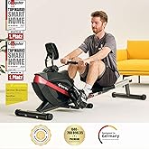 SportPlus Rowing Machine, Suitable for Homes, Foldable, Quiet and Fluent Training, Smart Screen