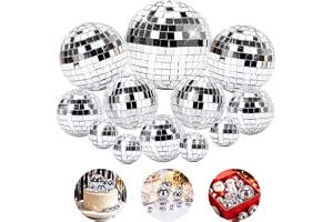 12 stycken discokulor, silver, mini discokula dekoration, spegelkulor, kakdekoration, disco boll, olika storlekar, för julgran, bröllop, födelsedagsfest, fest, bar