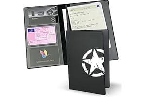 pubblimania Portadocumentos Stella Militare Auto Moto, Cierre de Dos Puertas Made in Italy. para folletos, Tarjetas, Seguros, Sellos o Documentos de Viaje (Estrella Militar)