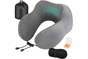 Eono Poduszka Podróżna na Szyję,Wygodna Ergonomiczna Poduszka Podróżna z Pianką z Pamięcią Kształtu do Spania w Samolotach, Pociągach i Biurach