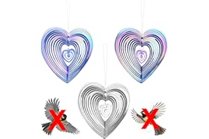 bssmmai Vogelschreck Vogelabwehr, 3stk Herzförmig Reflektierende Windspirale Vogelabwehr, Taubenschreck für Balkon und Garten