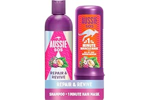 Aussie Repair And Revive Shampoo and Deep Conditioner Treatment Hair Mask Vegan Set