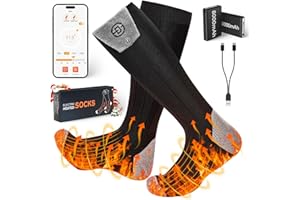STALLY Heated Socks, 8000mAh Electric Heated Socks for Men and Women App Control with 4 Levels Heat Settings Rechargeable Winter Foot Warmer 360° Feet Warm Heating Stocking Thermal for Camping Hiking