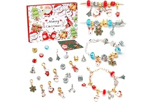 JVISION Calendrier de L'avent Fille, Calendrier de L'avent Bracelet Bijoux 2023, Cadeau Fille 5-13 Ans Enfant Jouet Bijoux DIY Charms Bracelet Kit